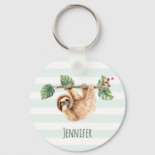 Kute sleuf ondersteboven Waterverf Sleutelhanger