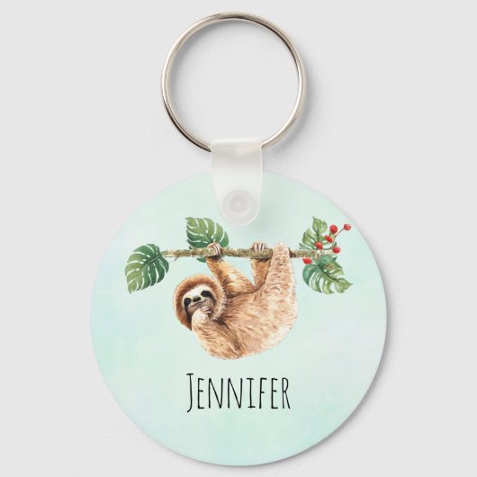 Kute sleuf ondersteboven Waterverf Sleutelhanger (Voorkant)