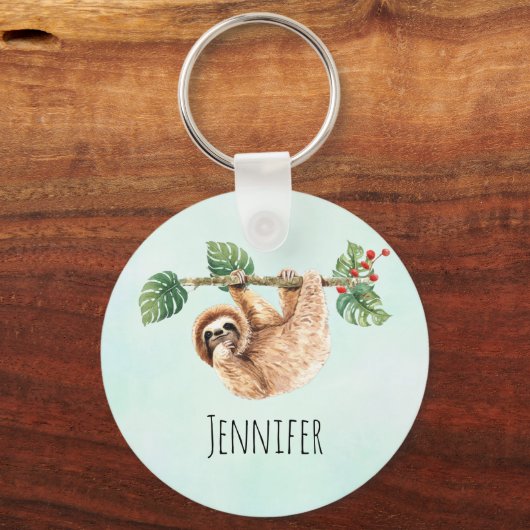 Kute sleuf ondersteboven Waterverf Sleutelhanger (Voorkant)