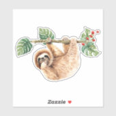 Kute sleuf ondersteboven Waterverf Sticker (Vel)