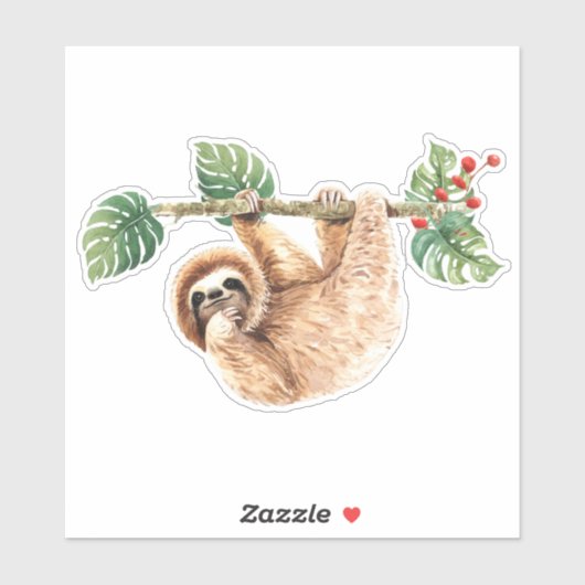 Kute sleuf ondersteboven Waterverf Sticker (Vel)