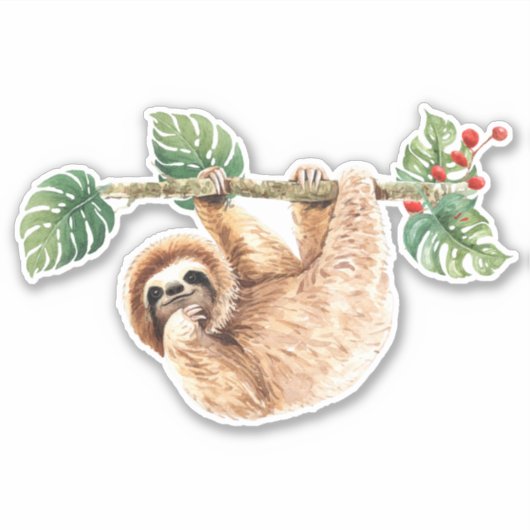 Kute sleuf ondersteboven Waterverf Sticker (Voorkant)