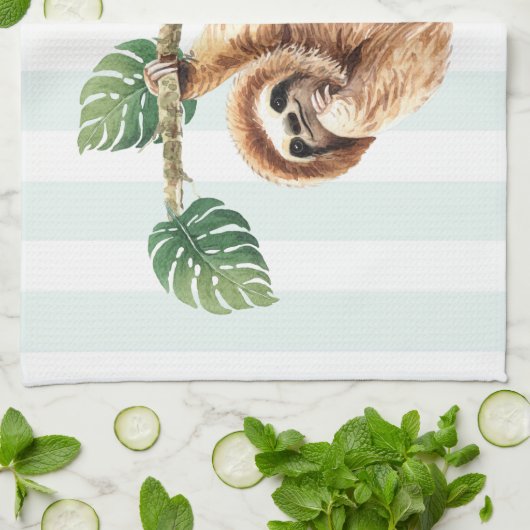 Kute sleuf ondersteboven Waterverf Theedoek (Gevouwen)