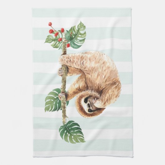 Kute sleuf ondersteboven Waterverf Theedoek (Verticaal)