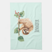 Kute sleuf ondersteboven Waterverf Theedoek (Verticaal)