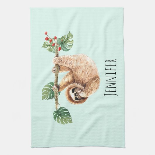 Kute sleuf ondersteboven Waterverf Theedoek (Verticaal)