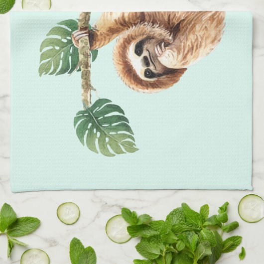 Kute sleuf ondersteboven Waterverf Theedoek (Gevouwen)