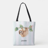 Kute sleuf ondersteboven Waterverf Tote Bag (Achterkant)