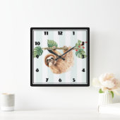 Kute sleuf ondersteboven Waterverf Vierkante Klok (Huis)