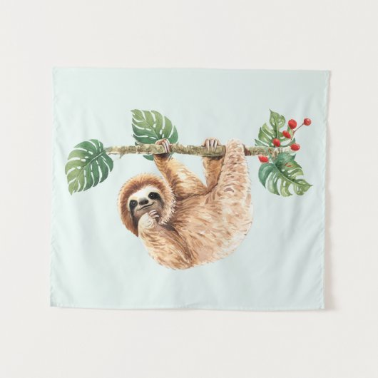 Kute sleuf ondersteboven Waterverf Wandkleed (Voorkant (horizontaal))