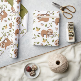 Kute sleuven die op het Kind Pattern van boomtakke Cadeaupapier