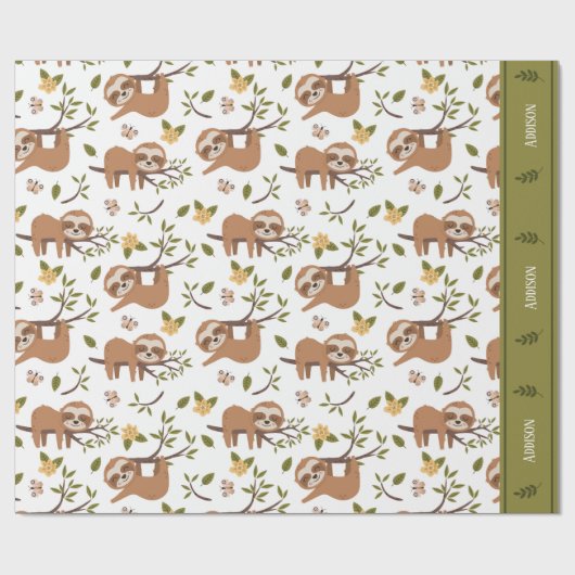 Kute sleuven die op het Kind Pattern van boomtakke Cadeaupapier (Vlak)