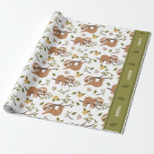 Kute sleuven die op het Kind Pattern van boomtakke Cadeaupapier (Uitgerold)