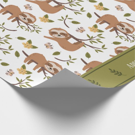 Kute sleuven die op het Kind Pattern van boomtakke Cadeaupapier (Hoek)