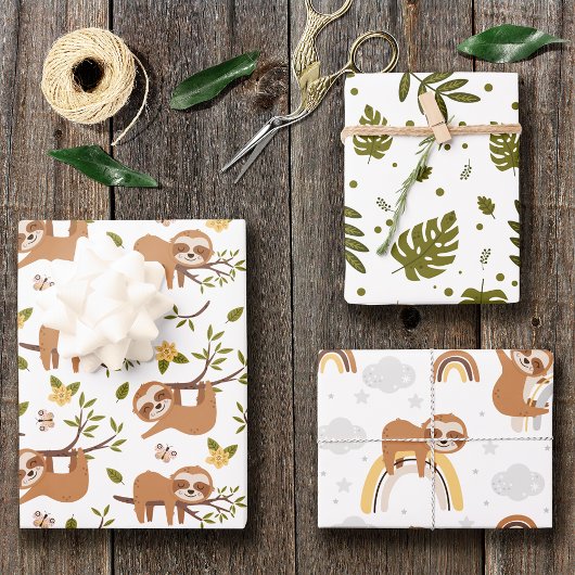 Kute sleuven die op het Kind Pattern van boomtakke Inpakpapier Vel