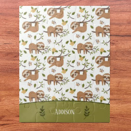 Kute sleuven die op het Kind Pattern van boomtakke Legpuzzel