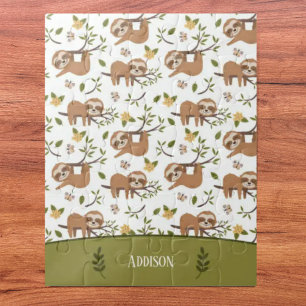 Kute sleuven die op het Kind Pattern van boomtakke Legpuzzel