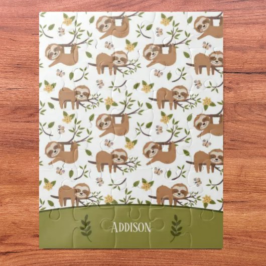 Kute sleuven die op het Kind Pattern van boomtakke Legpuzzel