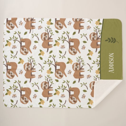 Kute sleuven die op het Kind Pattern van boomtakke Sherpa Deken (Voorkant (horizontaal))