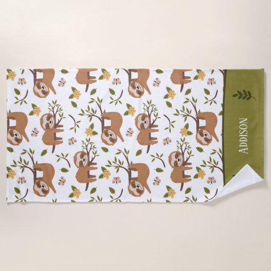 Kute sleuven die op het Kind Pattern van boomtakke Strandlaken (Voorkant)