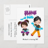 Kute Slime Party Birthday Uitnodiging (Voorkant / Achterkant)