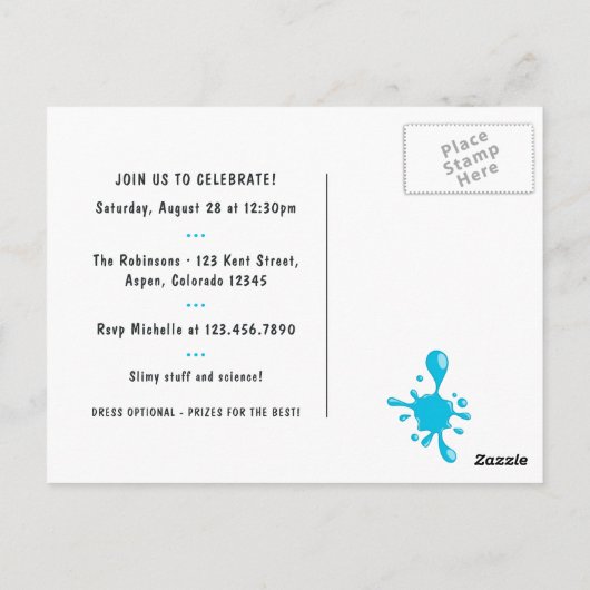 Kute Slime Party Birthday Uitnodiging (Achterkant)