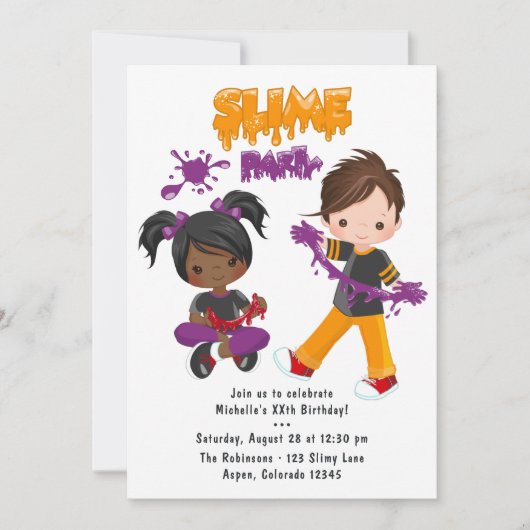 Kute Slime Party Birthday Uitnodiging (Voorkant)
