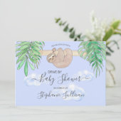 Kute Sloth Baby Blue drive by Baby shower Kaart (Staand voorkant)