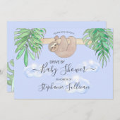 Kute Sloth Baby Blue drive by Baby shower Kaart (Voorkant / Achterkant)