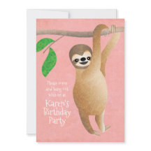 Kute Sloth Birthday Party Hang roze uit