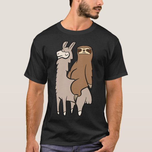 Kute Sloth die op Llama Love Llama en Slots rust T-shirt (Voorkant)