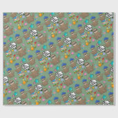 Kute Sloth Green Pattern Baby shower Birthday Cadeaupapier (Vlak)