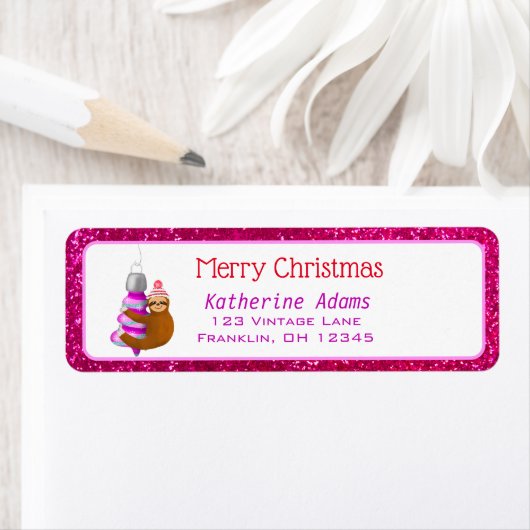 Kute Sloth Hangen op sierkerst Etiket (Insitu)