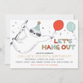 Kute Sloth Laten we de uitnodiging van de verjaard (Voorkant)