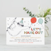 Kute Sloth Laten we de uitnodiging van de verjaard (Staand voorkant)