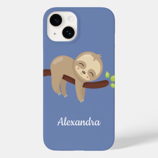 Kute Sloth on Tree Animal Illustration Case-Mate iPhone Case (Achterkant)