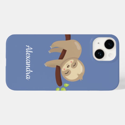 Kute Sloth on Tree Animal Illustration Case-Mate iPhone Case (Achterkant (horizontaal))