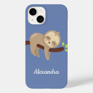 Kute Sloth on Tree Animal Illustration Case-Mate iPhone 14 Hoesje