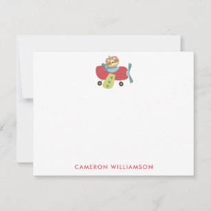 Kute Sloth Pilot Flying Personalised Stationery Notitiekaartje