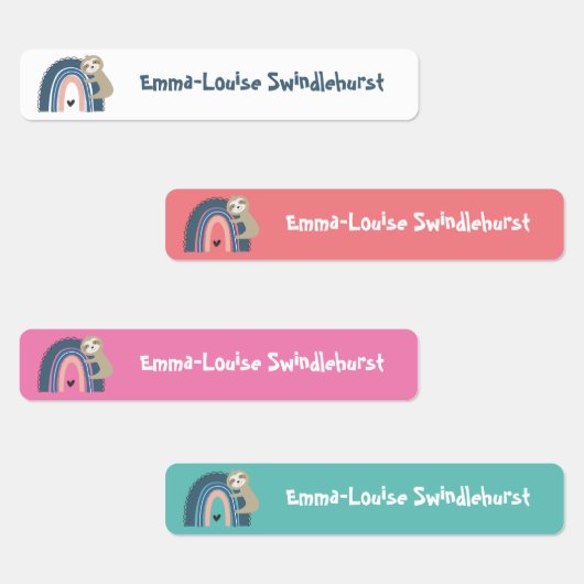 Kute Sloth Rainbow Girl's strijk op kleren Labels (Groep)