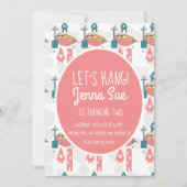 Kute Sloth Relaxing Birthday Party Pink Kaart (Voorkant)