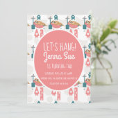 Kute Sloth Relaxing Birthday Party Pink Kaart (Staand voorkant)