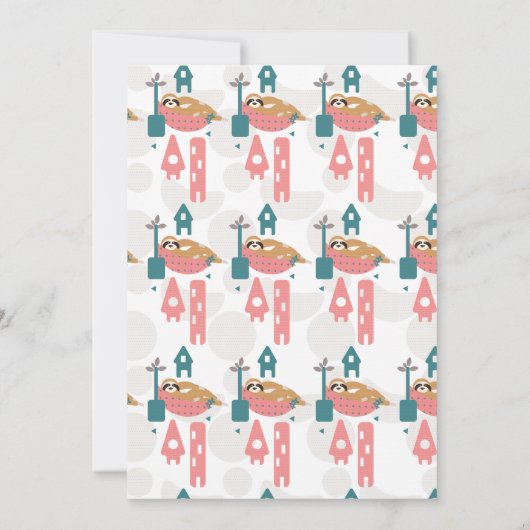 Kute Sloth Relaxing Birthday Party Pink Kaart (Achterkant)