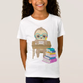 Kute Sloth School Desk Wiskunde Schrijvende Readin T-shirt (Voorkant)