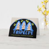 Kute Sloth Three Boys New Triplet Babies Kaart (Gele Bloem)