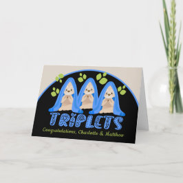 Kute Sloth Three Boys New Triplet Babies Kaart