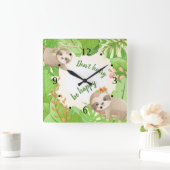 Kute Sloths "Schiet niet op, wees blij" regenwoud Vierkante Klok (Huis)