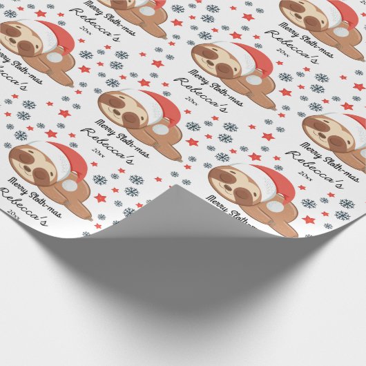 Kute Slots Merry Sloth-mas Kerstmis, Aangepaste na Cadeaupapier (Hoek)