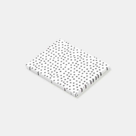 Kute Small Paw Print Design Black en White Post-it® Notes (Schuin)