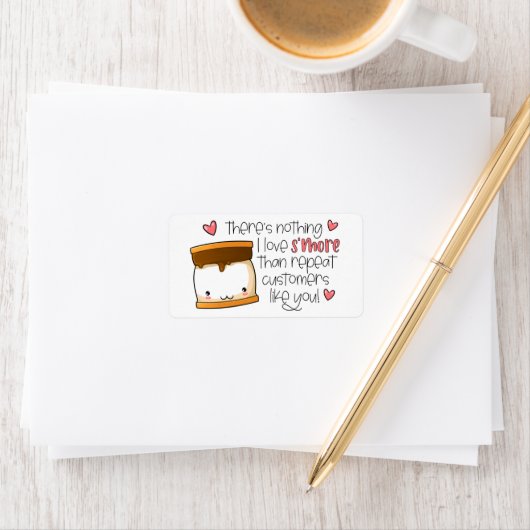 Kute Smores Pun Herhaal Klanten Kleine Onderneming Etiket (Insitu)